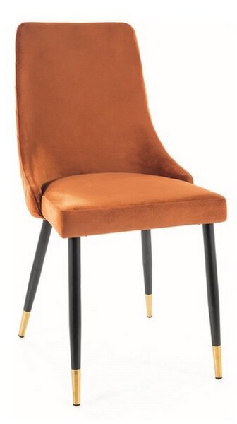 Jídelní židle Piano Velvet, oranžová / černá
