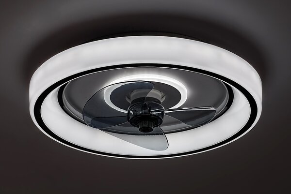 Rabalux Černé stropní LED svítidlo s ventilátorem Horacio 470mm 67W CCT s DO 71009