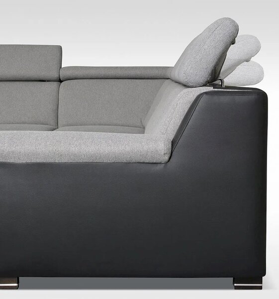 Rozkládací rohová sedačka DIVARO U II 380x174cm – rozklad a úložný prostor pravý roh světle šedá / tmavě šedá - Alfa 17 / 20