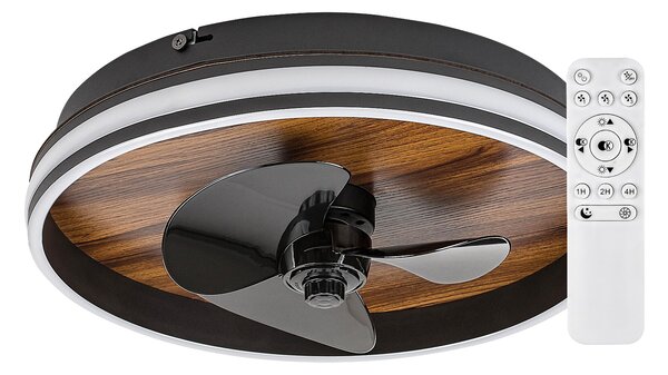 Rabalux Černé stropní LED svítidlo s ventilátorem Faustine 470mm 30W CCT s DO 71016