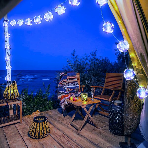 Vánoční LED řetěz s 12 koulemi, studená bílá, 150 LED, 4,5m