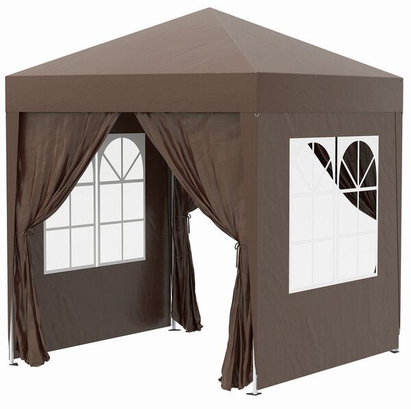Outsunny Pavilon 2x2m Voděodolný, Skládací Pavilon s 4 Bočními Stěnami, Okenními Odtokovými Otvory, Skládací Párty Stan UV 30+, Zahradní Stan s Přepra