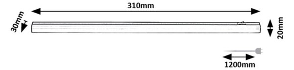 Rabalux Černé LED svítidlo pod kuchyňskou linku Greg 31cm 4W s vypínačem 78003