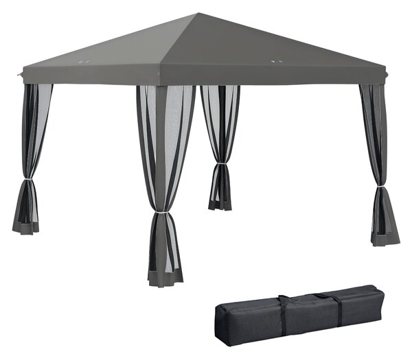 Pavilon Outsunny 3x3m, voděodolný robustní zimní skládací pavilon s UV ochranou, skládací zahradní stan s 4 bočními panely, taška pro kempování, světl
