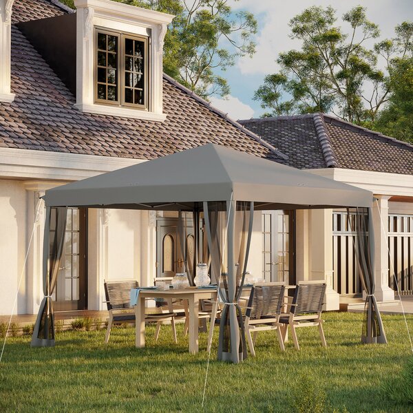 Pavilon Outsunny 3x3m, voděodolný robustní zimní skládací pavilon s UV ochranou, skládací zahradní stan s 4 bočními panely, taška pro kempování, světl