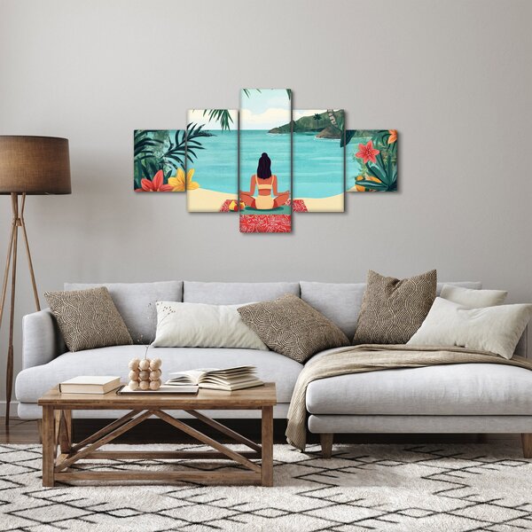 Obraz - Jogínka na pláži (125x70 cm)