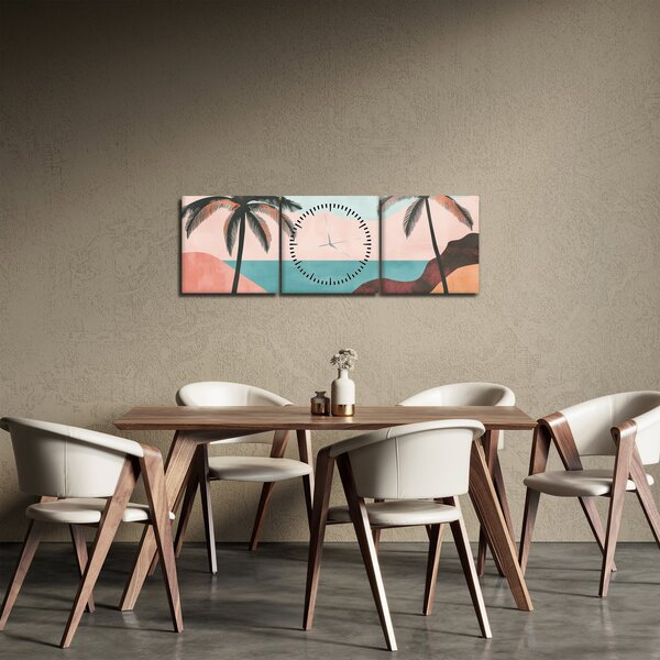 Obraz - Palmy u moře (s hodinami) (90x30 cm)