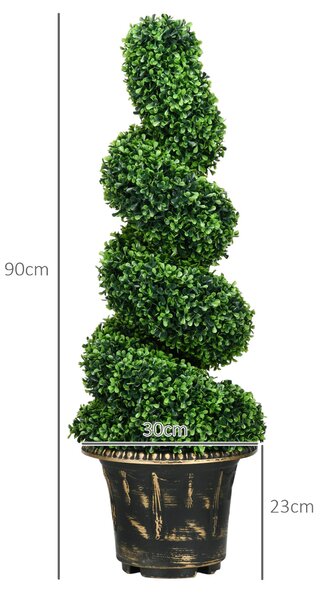Sada umělých rostlin HOMCOM, 2 kusy, UV odolná umělá rostlina v květináči, 90 cm rostlina z bukového dřeva pro interiér i exteriér | Aosom