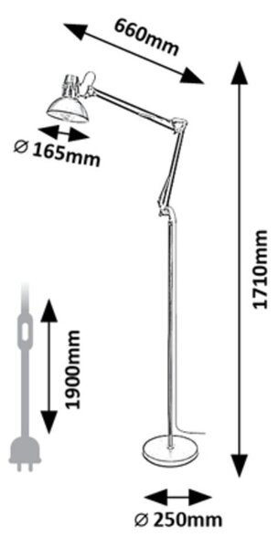 Rabalux Černá stojací lampa Aristeo pro žárovku E27 2196