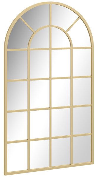 HOMCOM Nástěnné zrcadlo - Zrcadlo do šatny 110 x 65 cm Dekorativní zrcadlo s kovovým rámem Zavěšené zrcadlo do obývacího pokoje pro ložnici Zlaté | Ao