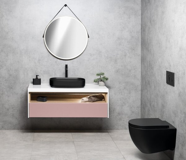 Sapho Sapho, INFINITY OVAL keramické umyvadlo na desku, 55x36 cm, matná černá, 10NF65055-2N