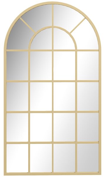 HOMCOM Nástěnné zrcadlo - Zrcadlo do šatny 110 x 65 cm Dekorativní zrcadlo s kovovým rámem Zavěšené zrcadlo do obývacího pokoje pro ložnici Zlaté | Ao