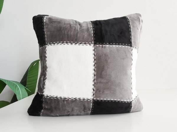 XPOSE® Mikroplyšový povlak na polštář KÁRO - šedý 40x40 cm