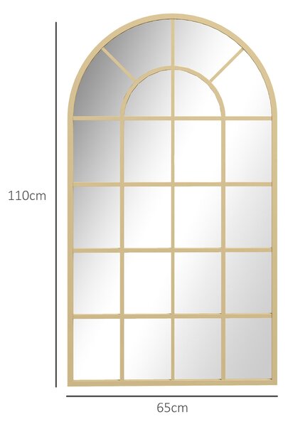 HOMCOM Nástěnné zrcadlo - Zrcadlo do šatny 110 x 65 cm Dekorativní zrcadlo s kovovým rámem Zavěšené zrcadlo do obývacího pokoje pro ložnici Zlaté | Ao