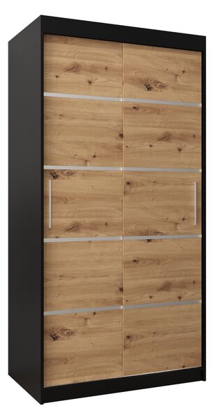 Šatní skříň 100 cm Verika 1 100 (černá + dub artisan)