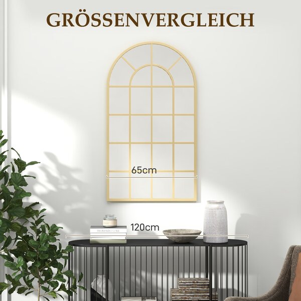 HOMCOM Nástěnné zrcadlo - Zrcadlo do šatny 110 x 65 cm Dekorativní zrcadlo s kovovým rámem Zavěšené zrcadlo do obývacího pokoje pro ložnici Zlaté | Ao