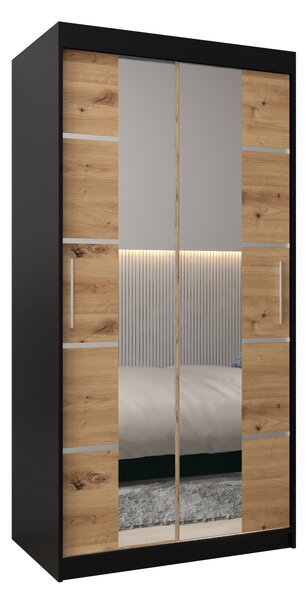 Šatní skříň 100 cm Verika 4 100 (černá + dub artisan)