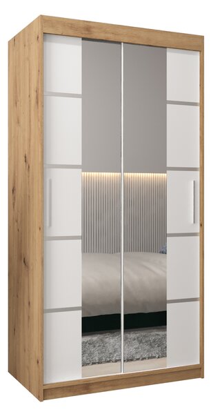 Šatní skříň 100 cm Verika 4 100 (dub artisan + bílá)