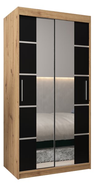 Šatní skříň 100 cm Verika 4 100 (dub artisan + černá)