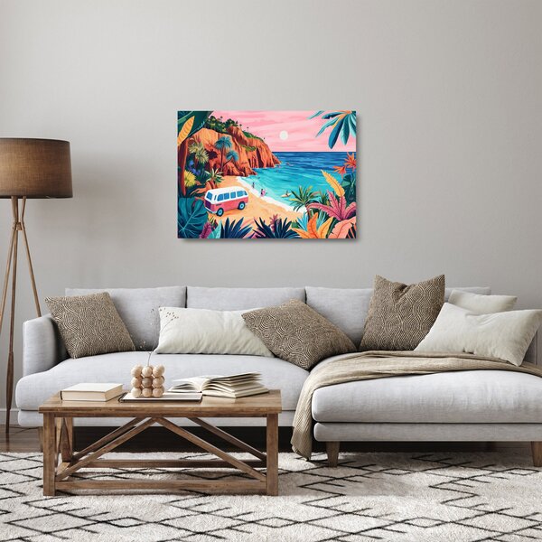 Skleněný obraz - Karavan u oceánu (70x50 cm)