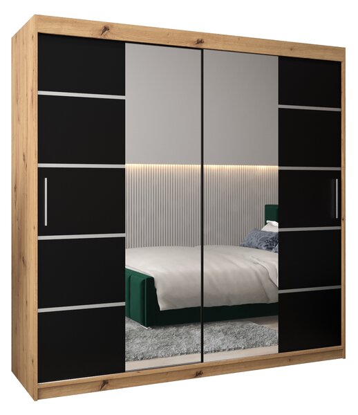 Šatní skříň 200 cm Verika 4 200 (dub artisan + černá)