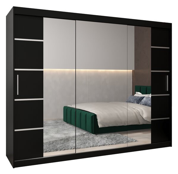 Šatní skříň 250 cm Verika 4 250 (černá). Akce -18%