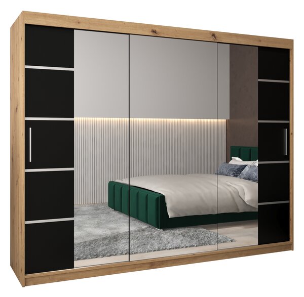 Šatní skříň 250 cm Verika 4 250 (dub artisan + černá)