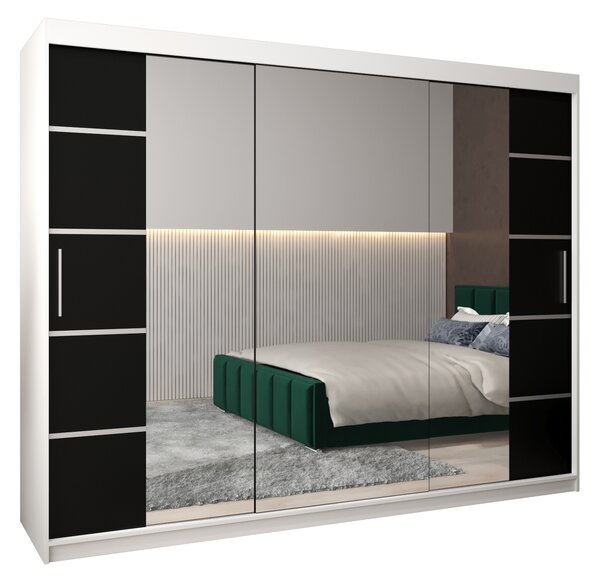 Šatní skříň 250 cm Verika 4 250 (bílá + černá)