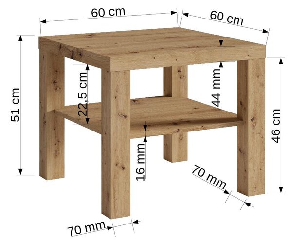 ADRK Furniture Konferenční stolek BILL 60x60 CT-Bil-ART+BM-H073