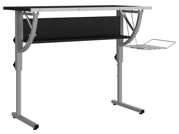 Řemeslný stůl černý a šedý 110x53x(58–87) cm kompozit a ocel 340929