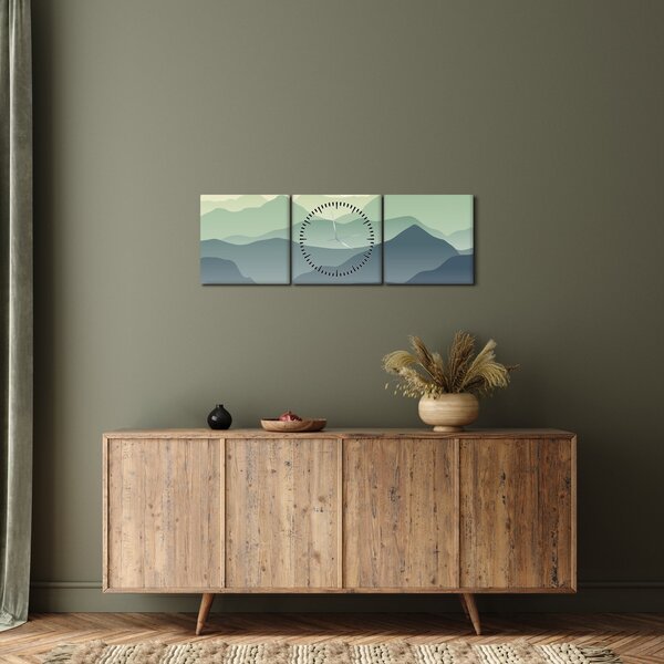 Obraz - Forest Mountain (s hodinami) (90x30 cm)
