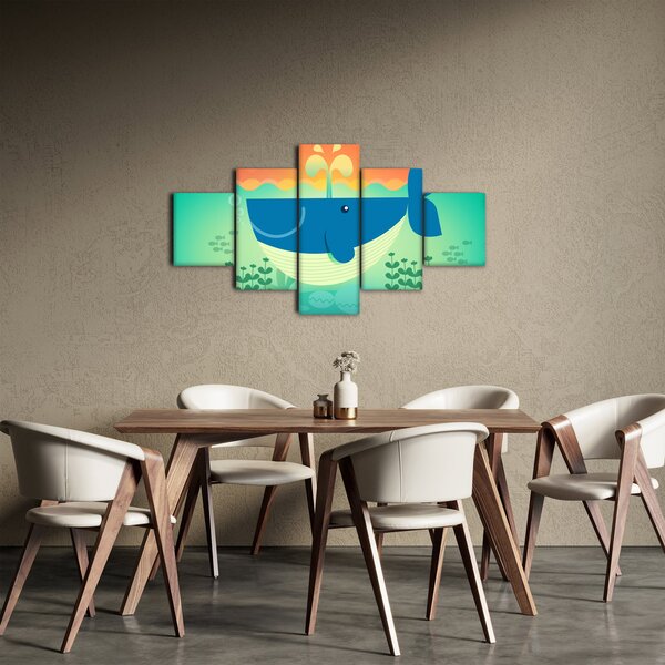 Obraz - Veselá velryba v moři (125x70 cm)