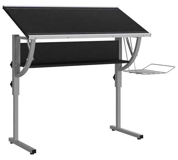 Řemeslný stůl černý a šedý 110x53x(58–87) cm kompozit a ocel 340929