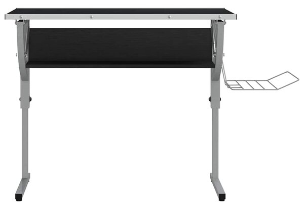 Řemeslný stůl černý a šedý 110x53x(58–87) cm kompozit a ocel 340929
