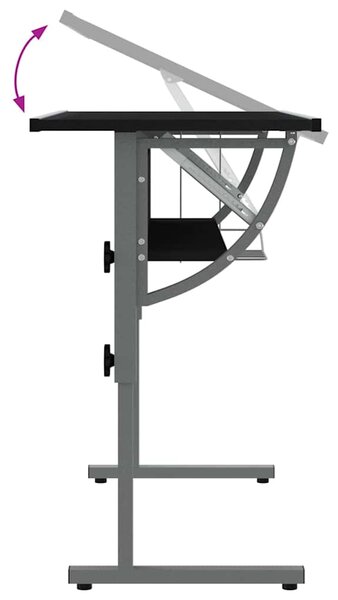 Řemeslný stůl černý a šedý 110x53x(58–87) cm kompozit a ocel 340929
