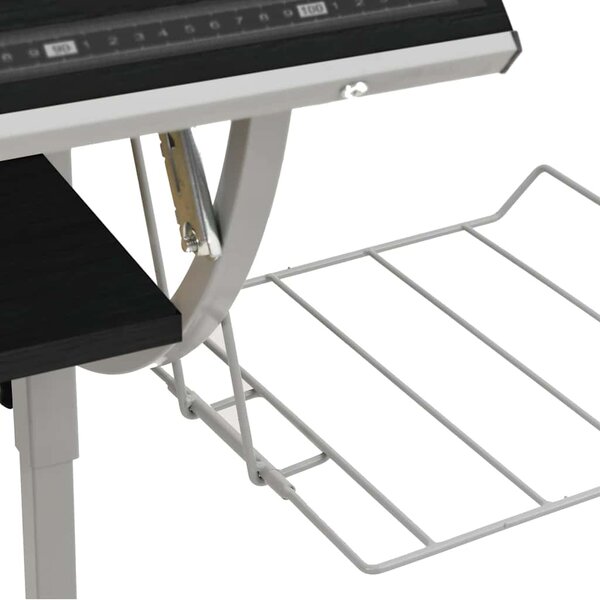 Řemeslný stůl černý a šedý 110x53x(58–87) cm kompozit a ocel 340929