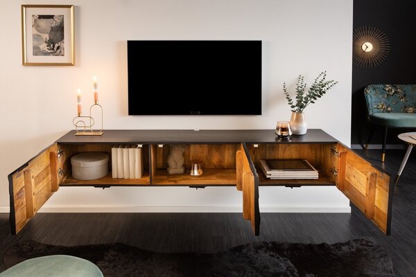Designový závěsný TV stolek Shayla 160 cm černé mango