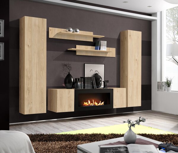 Obývací stěna Ferryhill HJ FY M1 (dub jackson hickory) (s biokrbem)