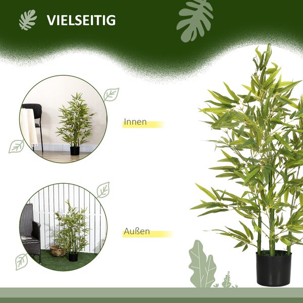 HOMCOM Umělý Bambus Velký 90 cm, Plastové Bambusové Umělé Rostliny, Realistický Faux Bambus v Květináči pro Obývací Pokoj, Ložnici, Zahradu | Aosom