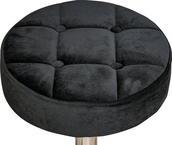 HOMCOM Kadeřnická židle na kolečkách otočný stolička s nastavitelnou výškou sametový dotek pěnový základ chrom černá 35 x 35 x 49-61 cm | Aosom