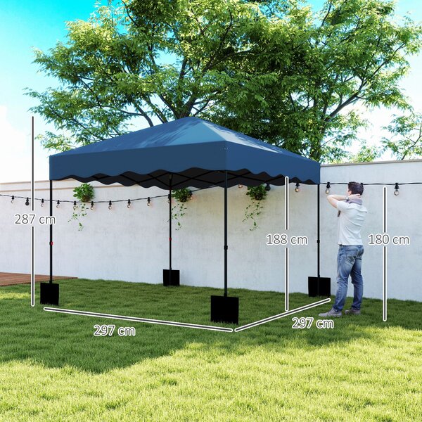 Pavilon Outsunny cca 3x3m, voděodolný stabilní zimní skládací stan s UV ochranou 50+, skladný párty stan s transportní taškou, zahradní pavilion pro k