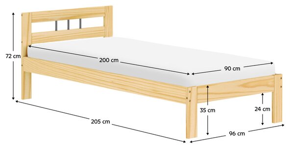 Jednolůžková postel 90 cm Joulin 1 (borovice) (s roštem)