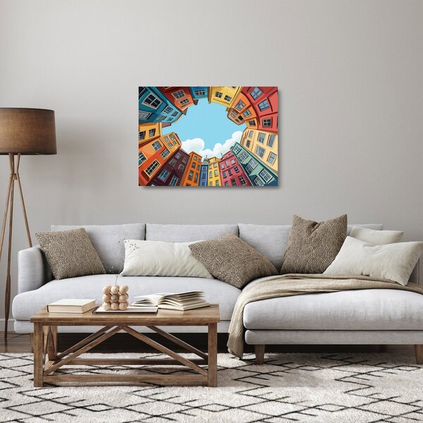 Skleněný obraz - Mezi domy (70x50 cm)