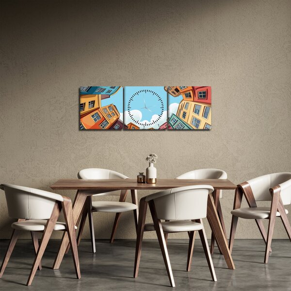 Obraz - Mezi domy (s hodinami) (90x30 cm)