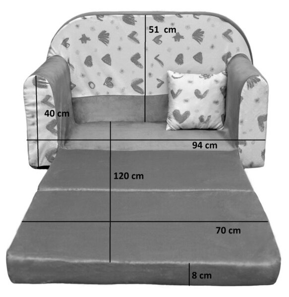 Dětská rozkládací pohovka PLAMEŇÁCI + polštářek ZDARMA - růžová