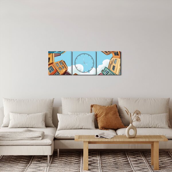 Obraz - Mezi domy (s hodinami) (90x30 cm)
