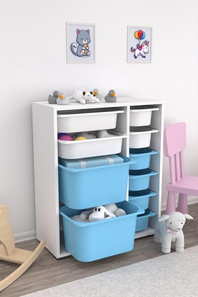 Organizér na hračky Dremonka 10 (bílá + modrá)