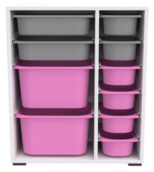 Organizér na hračky Dremonka 10 (bílá + šedá + růžová)