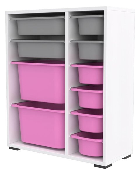 Organizér na hračky Dremonka 10 (bílá + šedá + růžová)