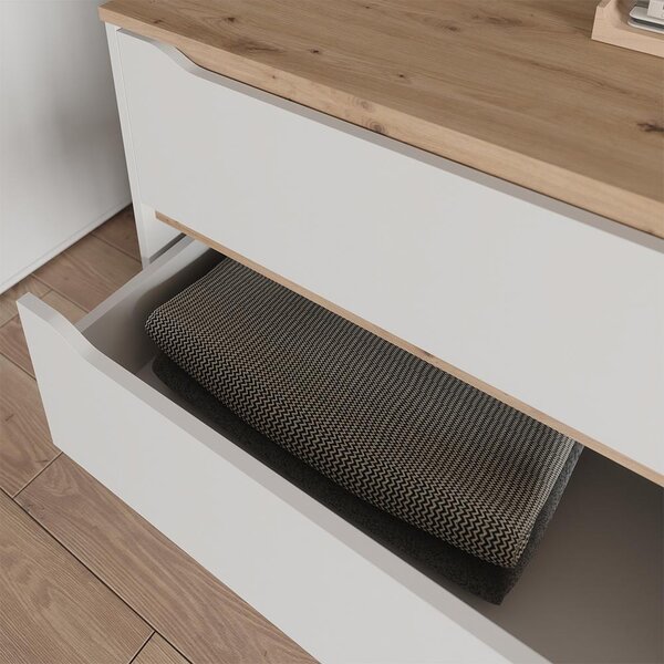 Kredenc Vicco Ruben Bílá/Řemeslný dub 80 x 76.6 cm se 3 zásuvkami, Model 62886